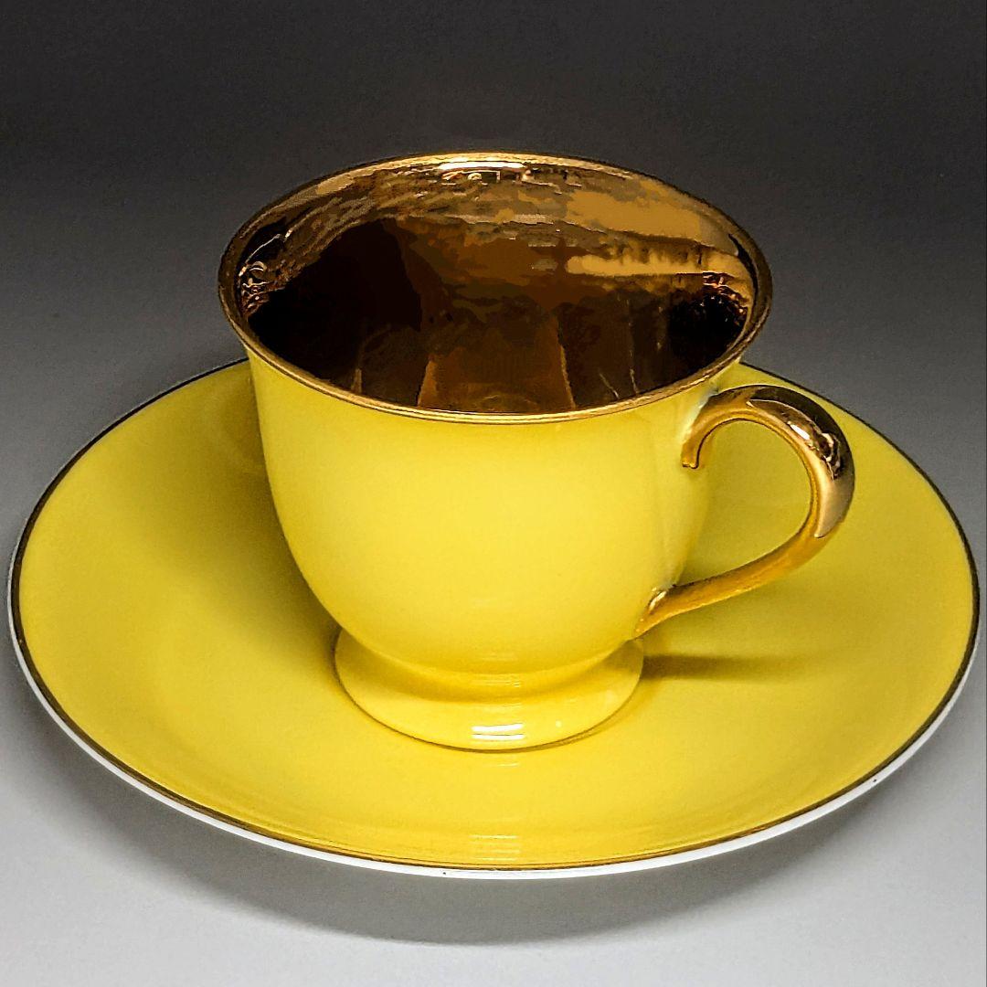 オールドノリタケ ゴールド ハーレクインキャビネットカップ&ソーサー 黄✕金彩