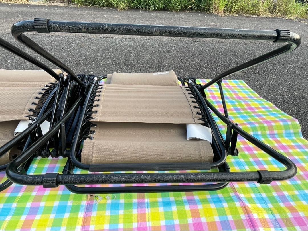 送料込みColeman コールマン　リクライニングチェア 2脚セット ベージュ