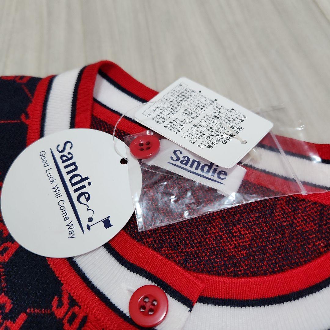 新品未使用☆sandie☆ゴルフ総ロゴニットベストスカートセットアップ紺赤上下M