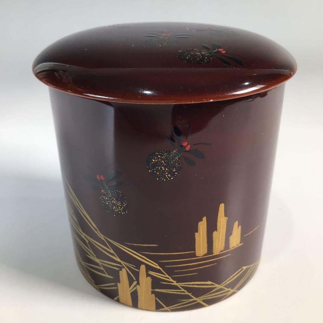 Ｎ９６９　棗　『長谷川恵史作』『溜塗』『蛍蒔絵』『金輪寺棗』　共箱　茶道具