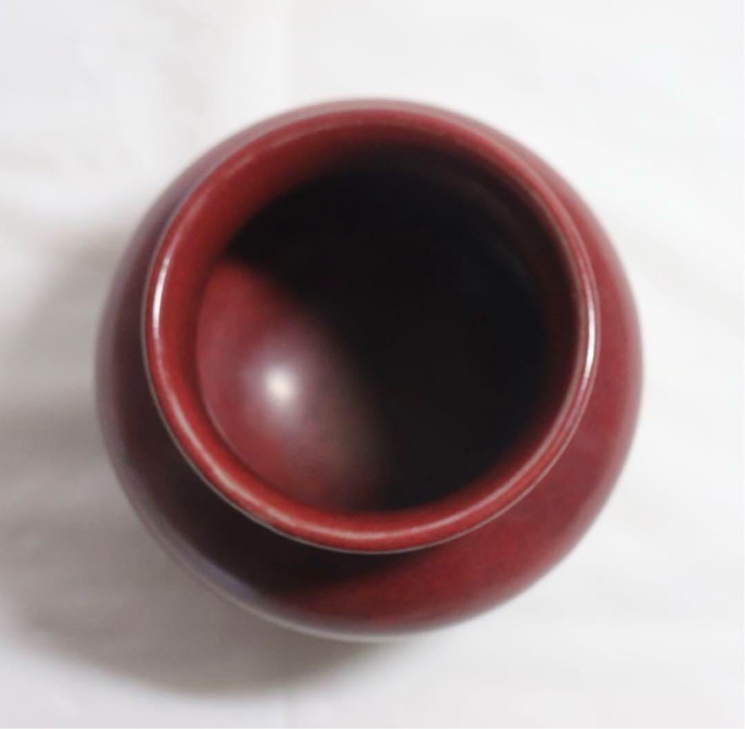 時代　紅釉小壺　辰砂釉