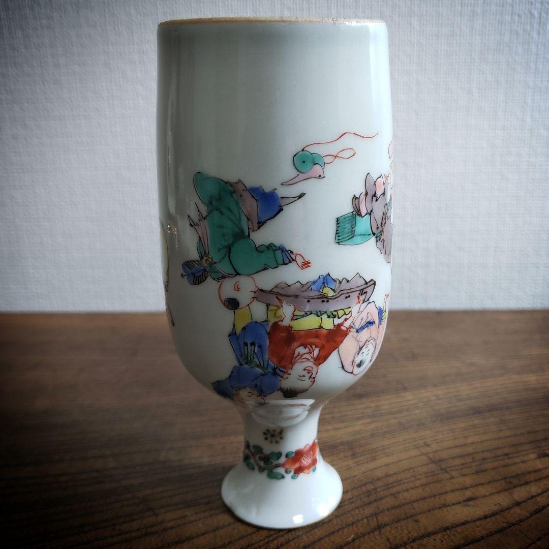 徳利　中国骨董　童　色絵　酒器　花器　一輪挿し　フラワーベース