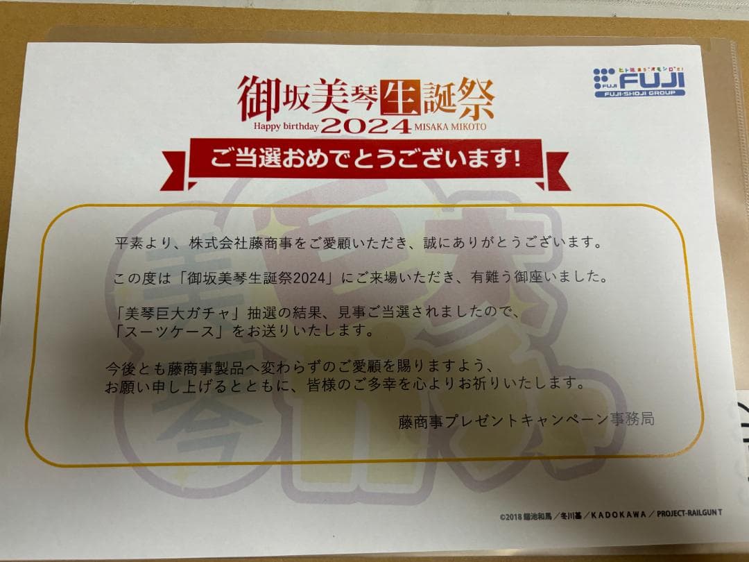 【11/25値下げ】【超激レア商品】御坂美琴生誕祭2024 スーツケース