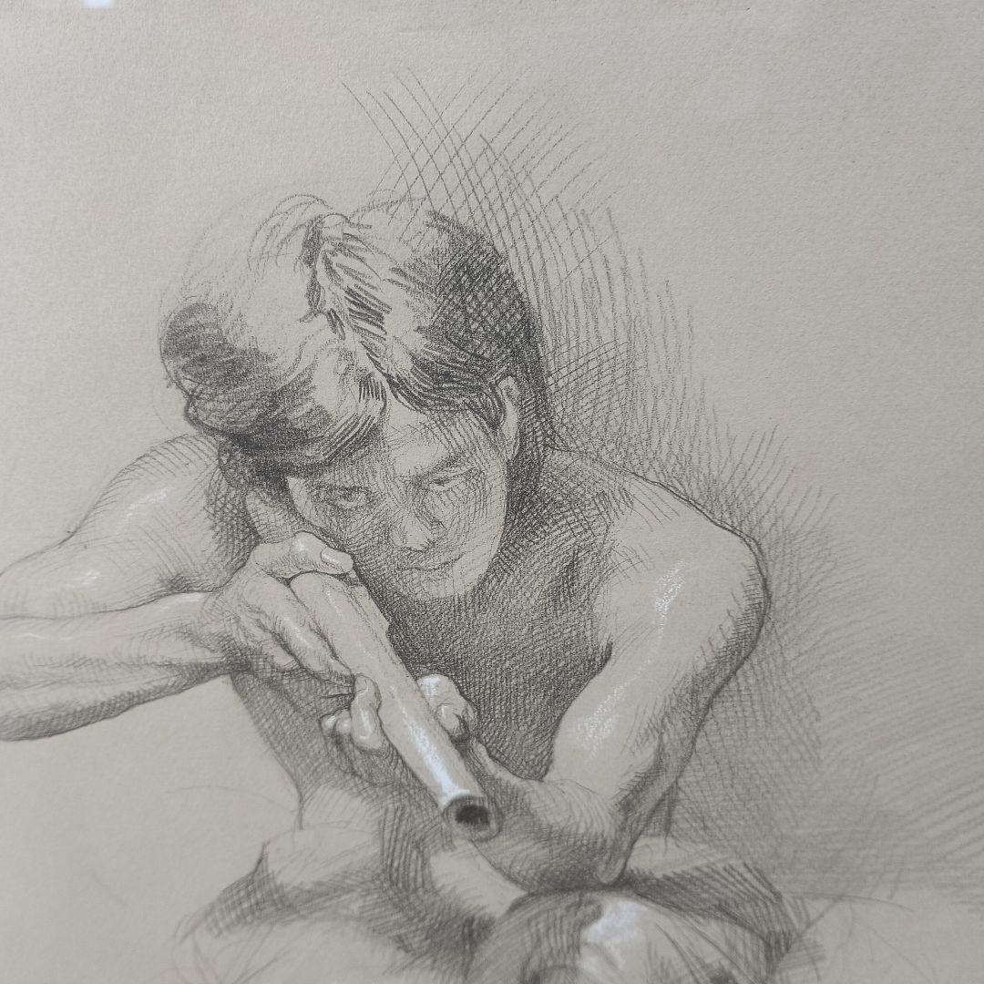 牧野邦夫　素描、真作保証、松坂屋出品作