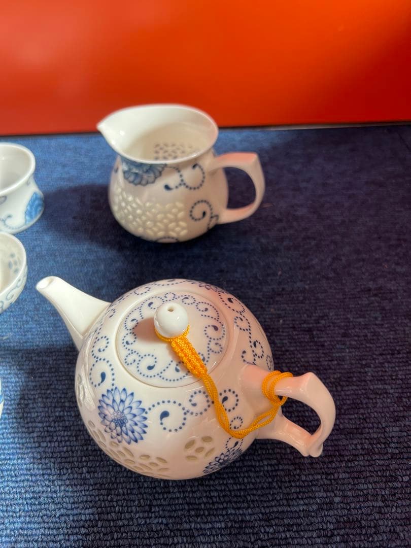 1285  中国　骨董　景徳鎮　青花　茶器セット　未使用