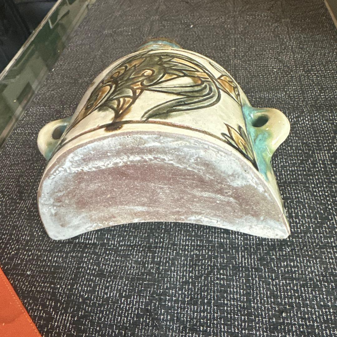 値下げします 沖縄　琉球陶器　人間国宝　金城次郎　壺屋焼　魚文酒器　民芸琉球陶器