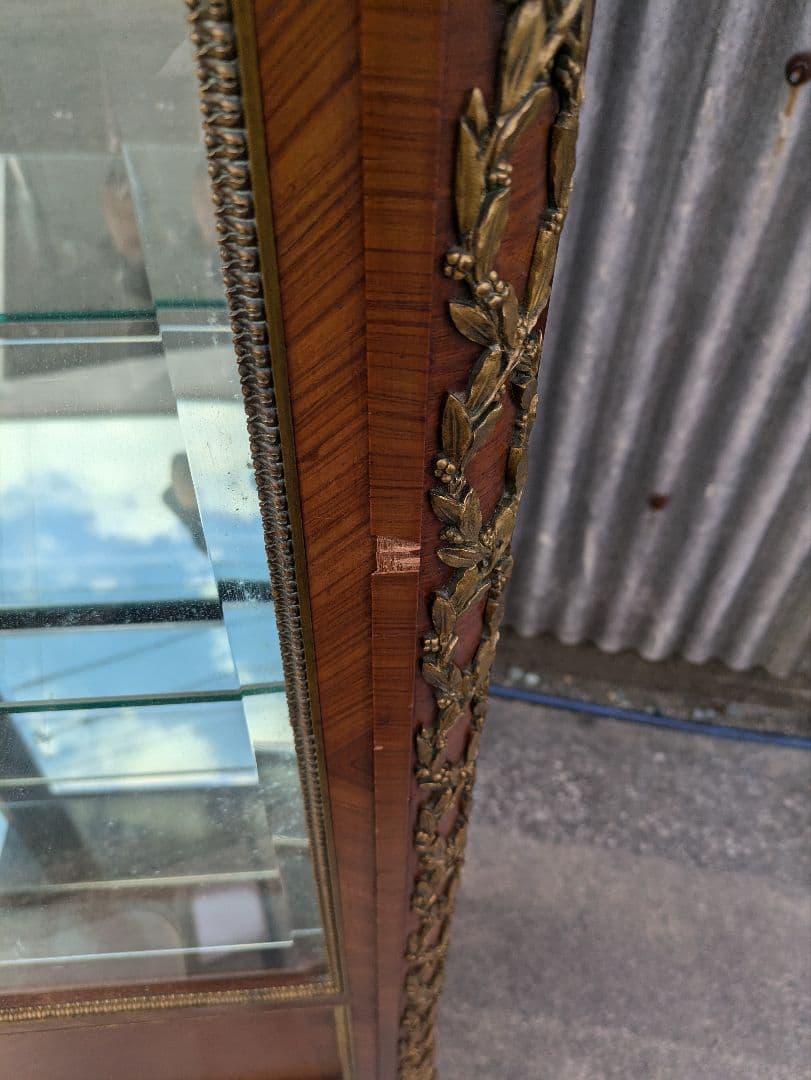 19世紀イギリス　ヴィクトリアンブロンズ飾付ショーケース