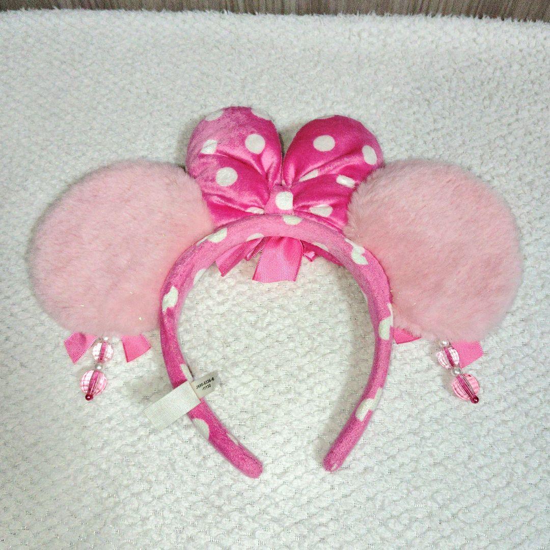 ディズニー　ミニー　ピンク　水玉　リボン　カチューシャ　イヤリング　ミニパル