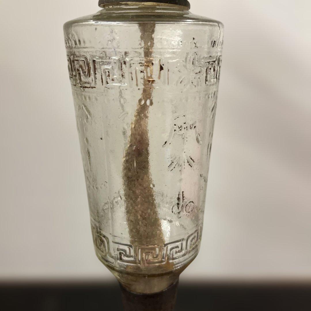 ガラス　エンボス　オイルランプ　フリルホヤ　送料無料