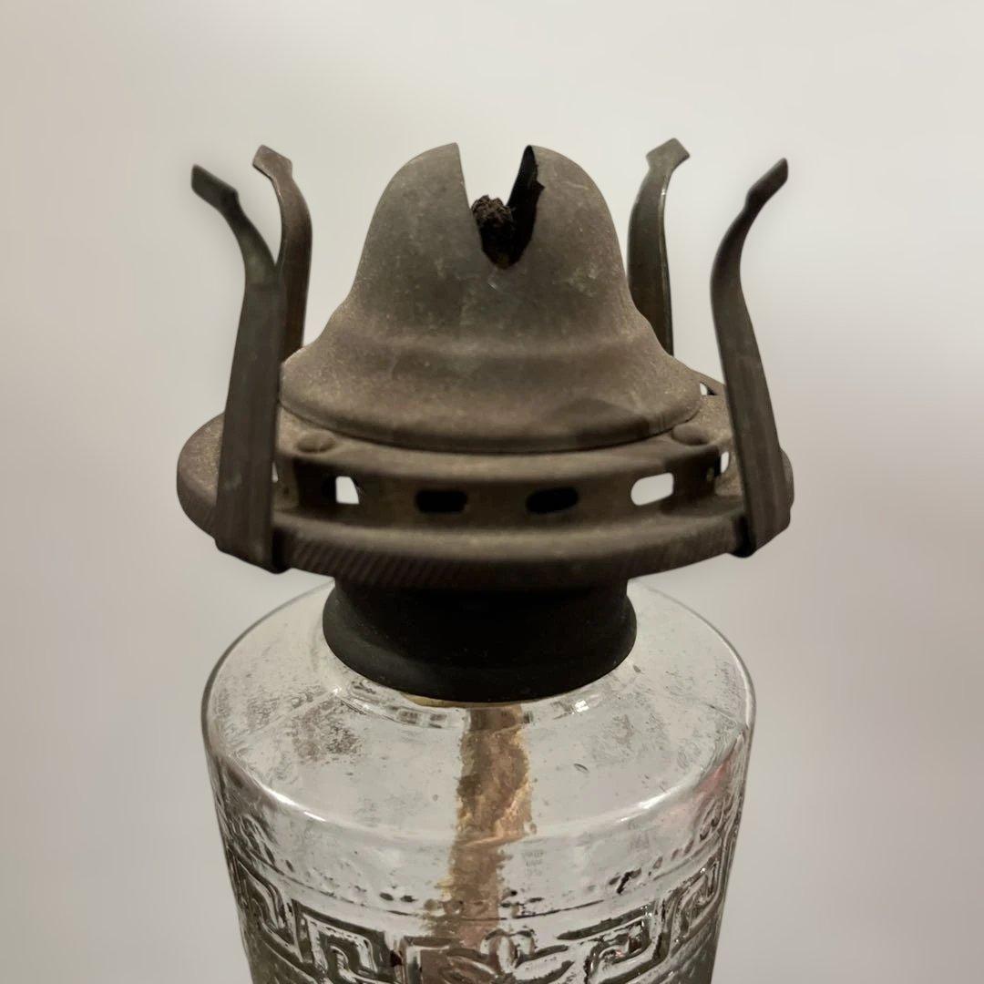 ガラス　エンボス　オイルランプ　フリルホヤ　送料無料