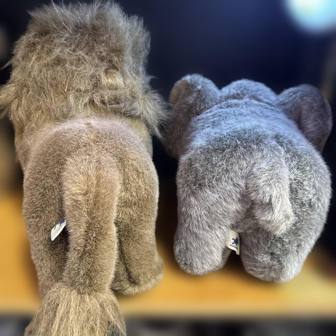 ナカジマコーポレーション製ライオンとゾウのぬいぐるみセット