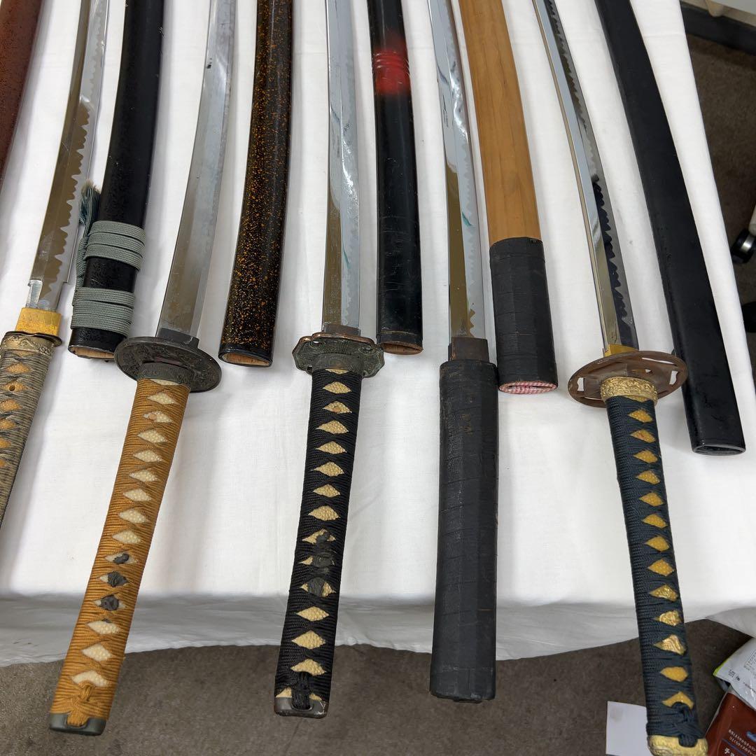 【傷あり】模造刀 10本 まとめ 透かし鍔 太刀 鍔太刀 脇差 白鞘 昇龍 彫り