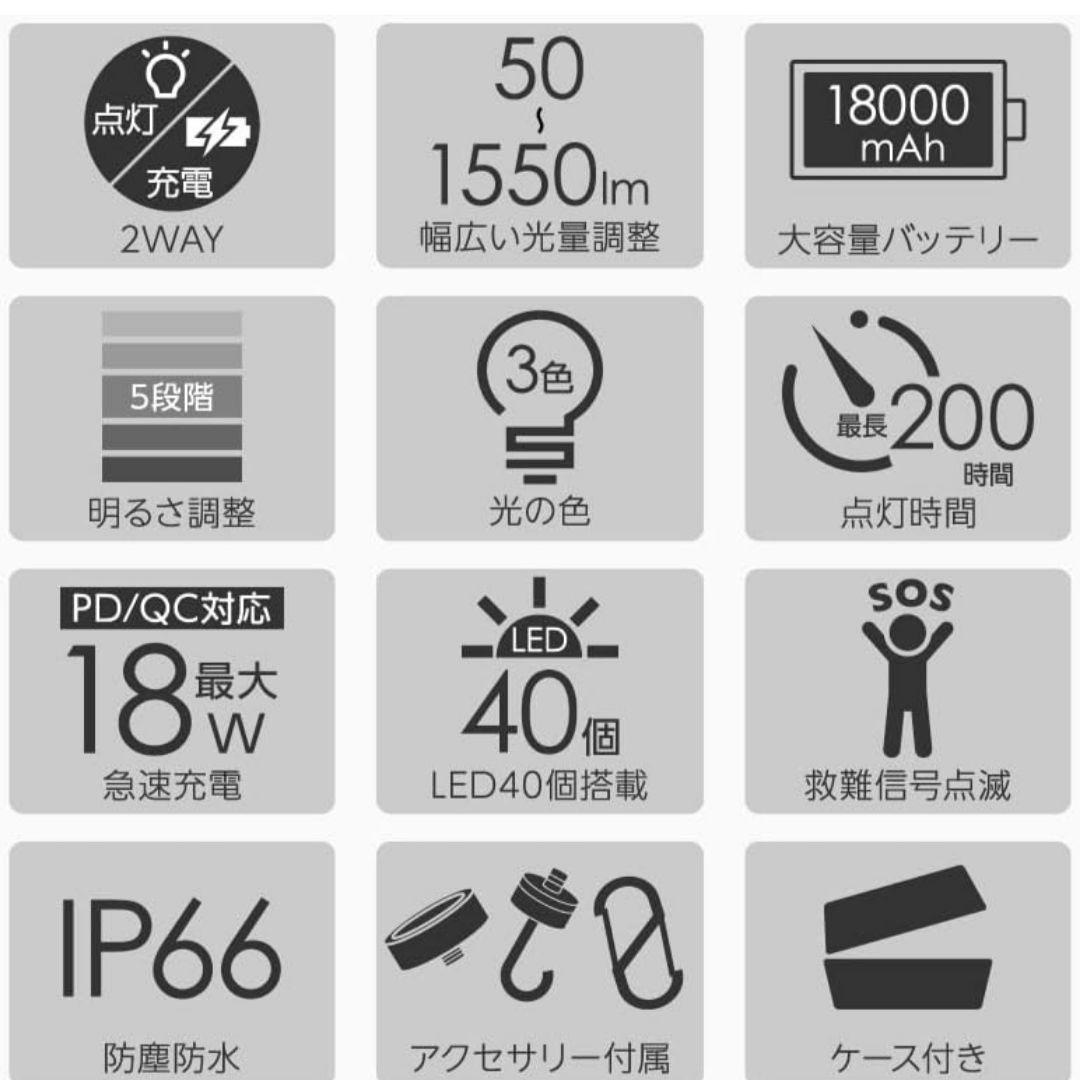 Lysin LEDランタン 充電式 5段階調光 18000mAh グリーン