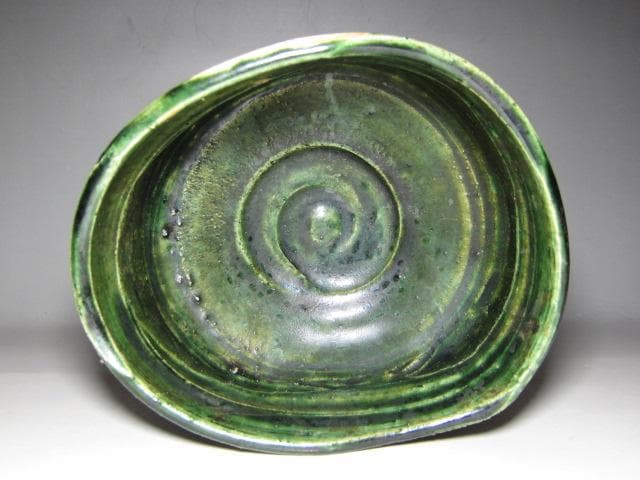 古織部茶碗 遠州流十二世 小堀宗慶 詩銘　　　　　　　　　v190