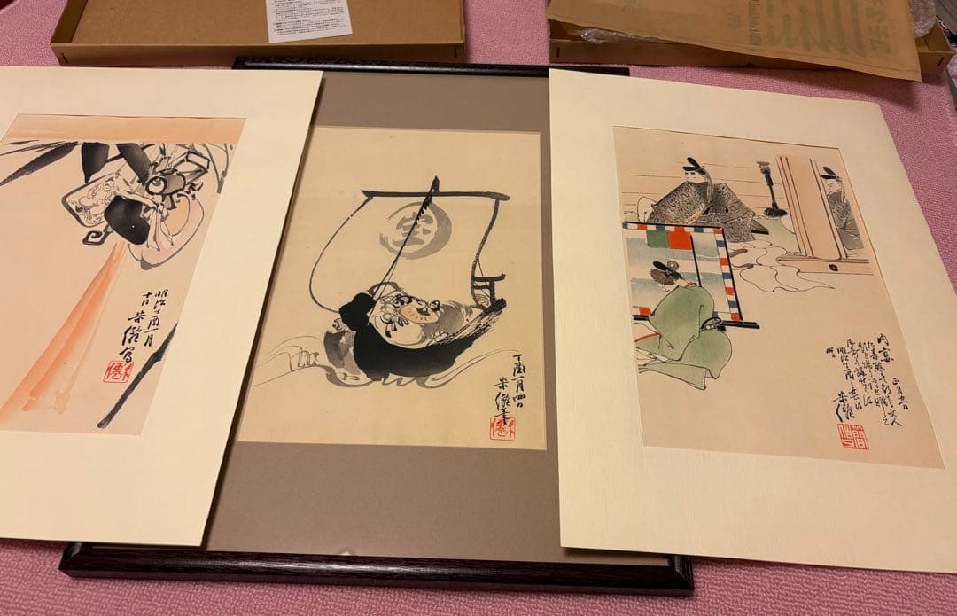 【真作】木版画 錦絵 浮世絵 大判 4点セット 千種掃雲『洋草花譜』 久保田米僊
