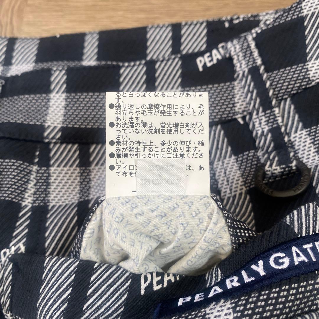 美品♡パーリーゲイツ♡バックプリーツスカート♡チェック♡ネイビー♡ロゴ♡M