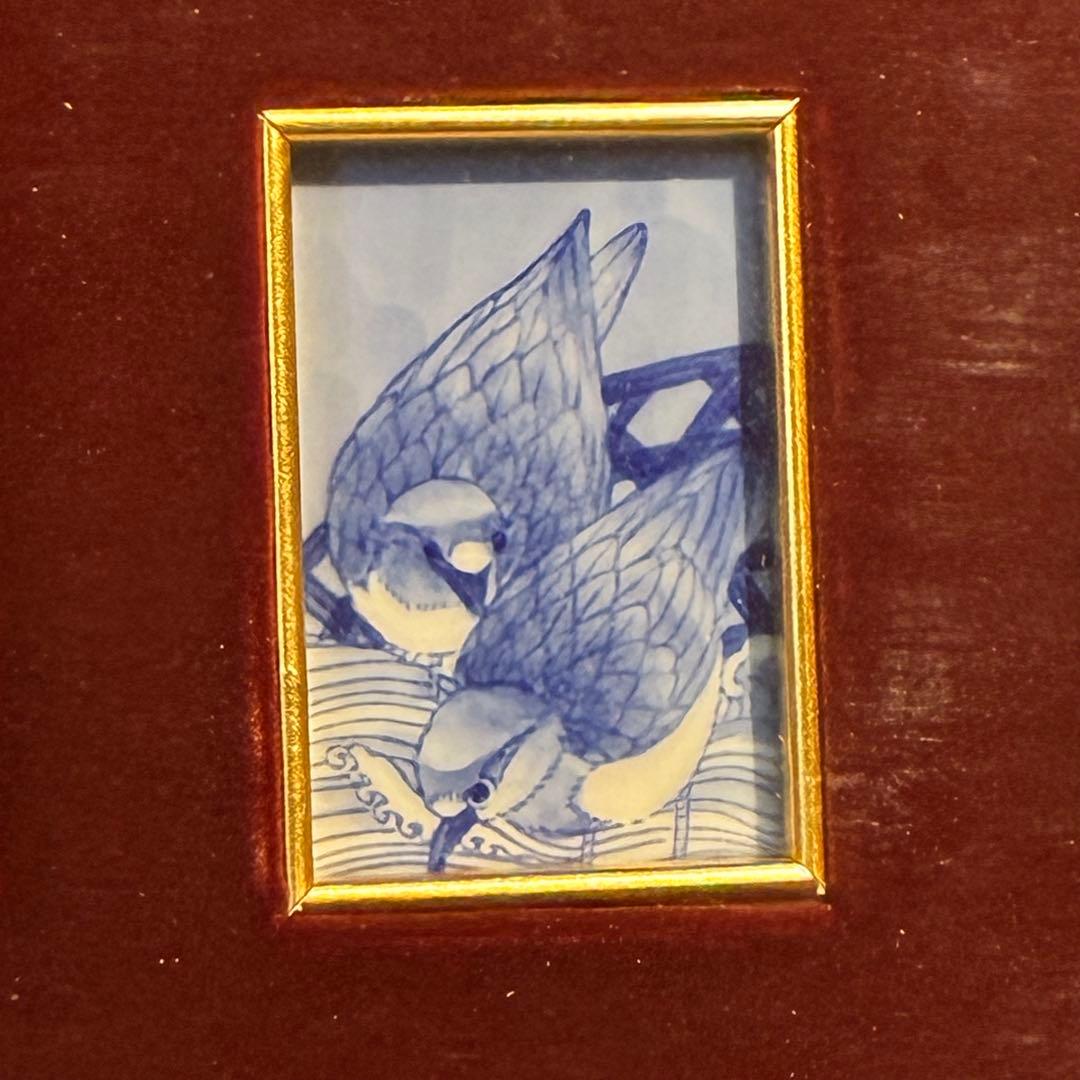 【深川製磁】染付花鳥図 川浪筍谷 深川製磁染付 陶額 額装 有田焼 陶板画