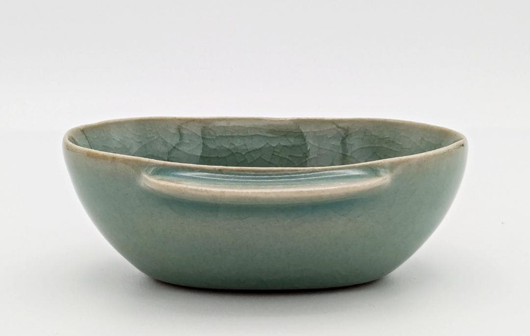 ★柳海剛 高麗青磁【曲水之宴酒盃】共箱共布付き】35年程前存命中の個展で購入