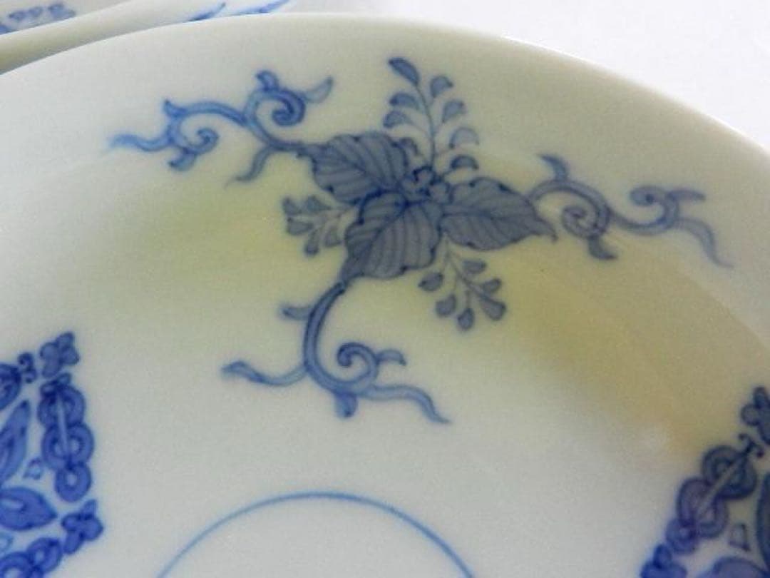 京焼「初代　幹山伝七」作　藍繪深皿２０客（裏印「大日本幹山製」）