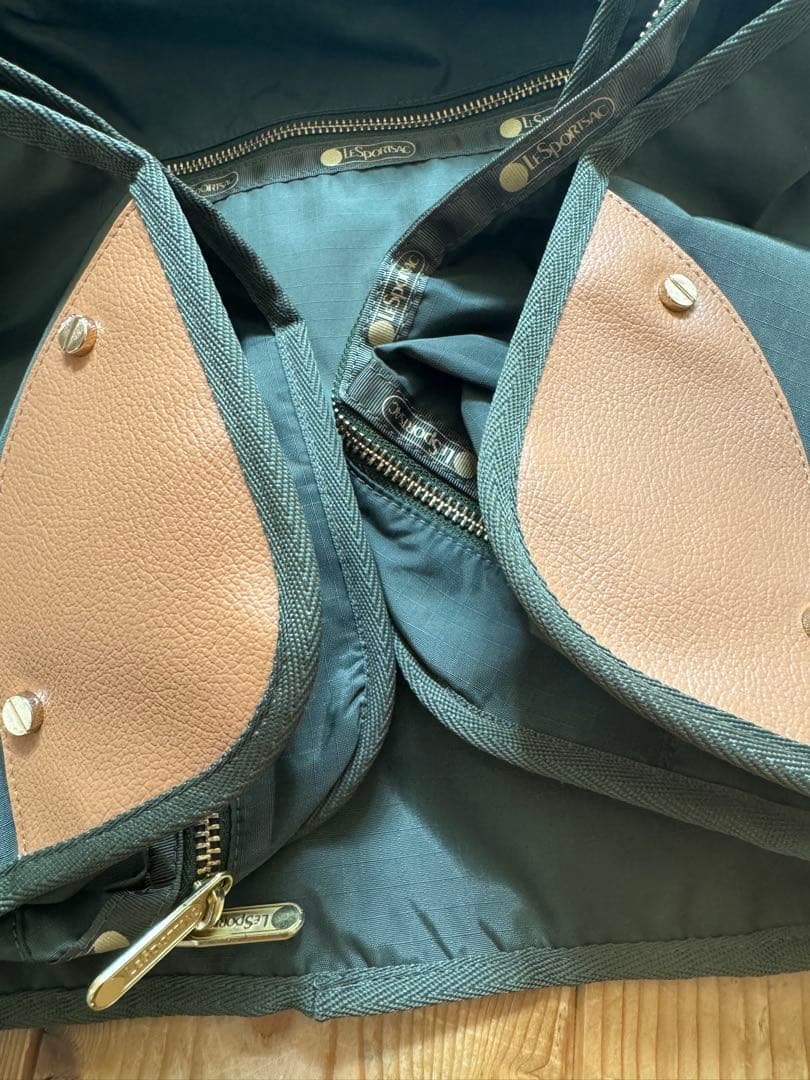 レア美品レスポートサック×リーファー　カーキ×レオパードパッキングバッグL