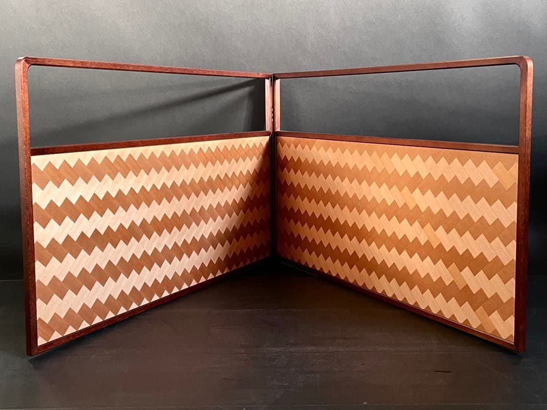 【美品】「祖」 唐松 網代 両面使い 上透かし 桑縁 風炉先屏風 （115⑧）