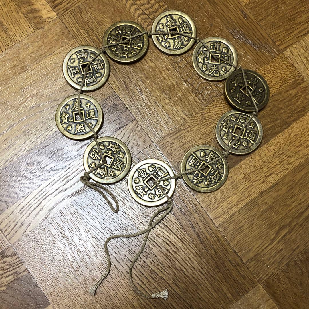 古銭幣　大型　清国　十位皇帝の十帝銅銭　穴銭　銅銭　　重さ約343.36g