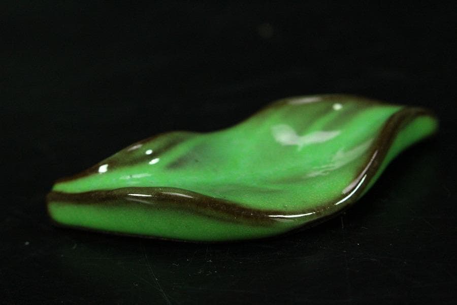 葉形 箸置 現川 十三代 横石臥牛 共箱(K-LC540)