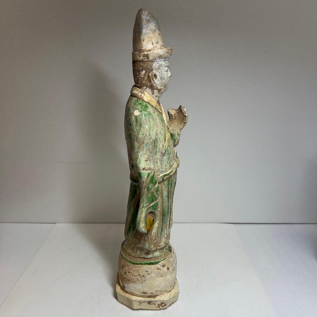 専用　中国唐時代　唐三彩人物　木箱付　高さ約36.5㎝　東Y8-0203②タニサ