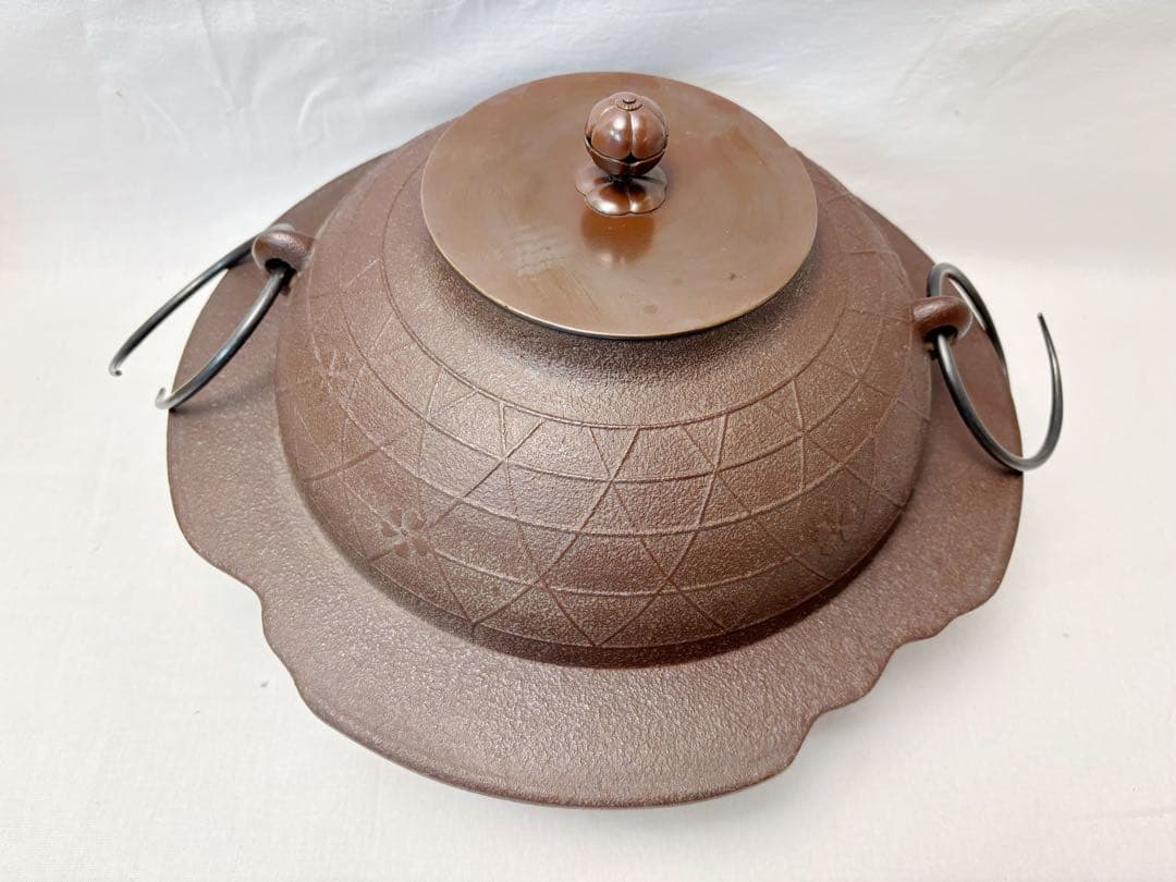 ほぼ未使用 茶道具 人間国宝 釜師 高橋 敬典 造 桜川 透木釜 釜印 共布共箱