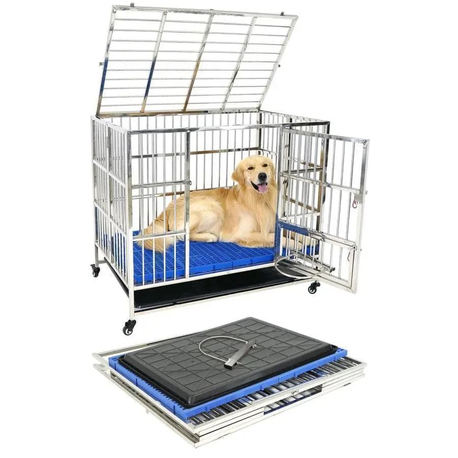 ペット犬小屋 犬用ケージ 大型犬 ステンレス ケージ 折りたたみ