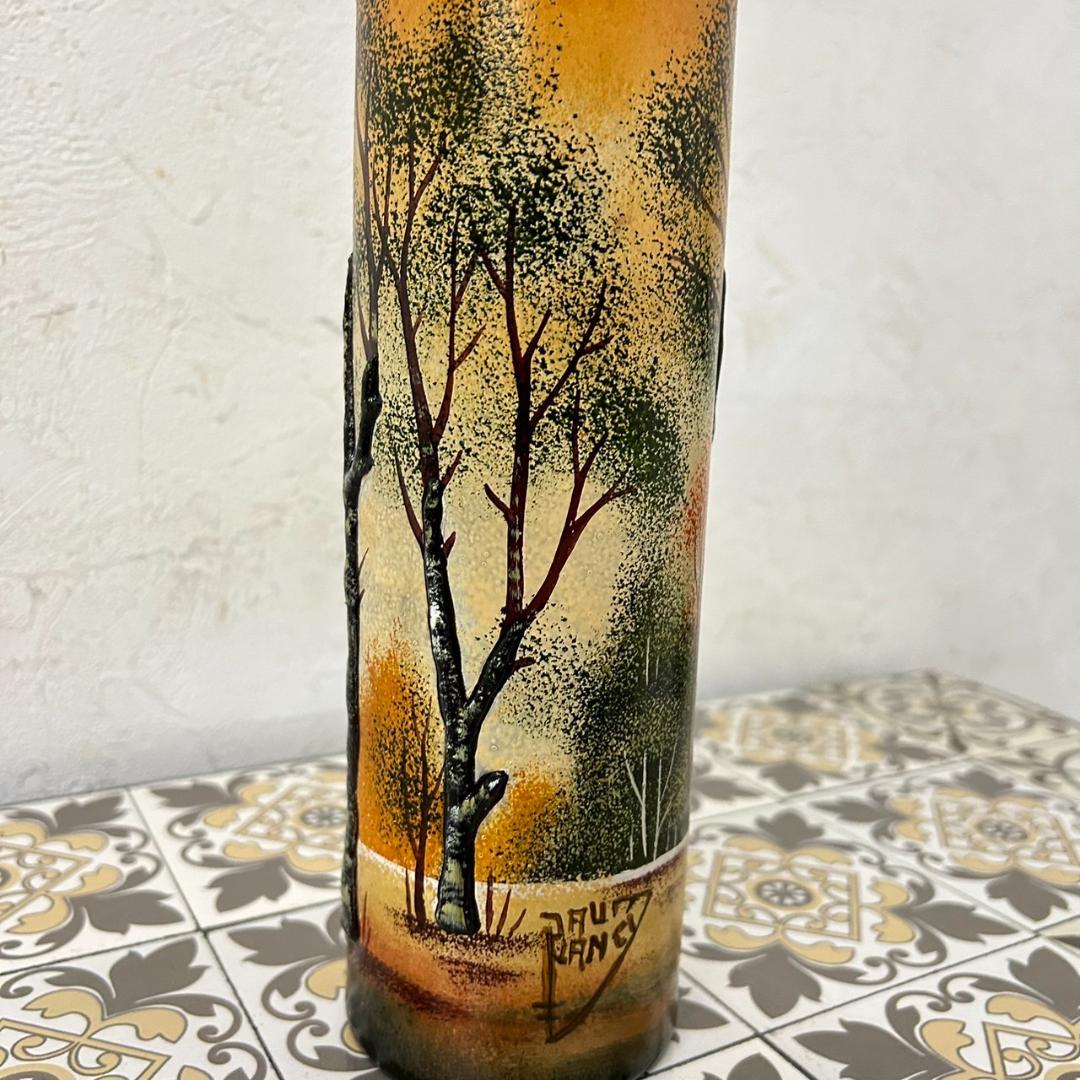 ドームナンシー 筒型　花瓶　高さ22cm 被せガラス　アンテルカレール　幹立体