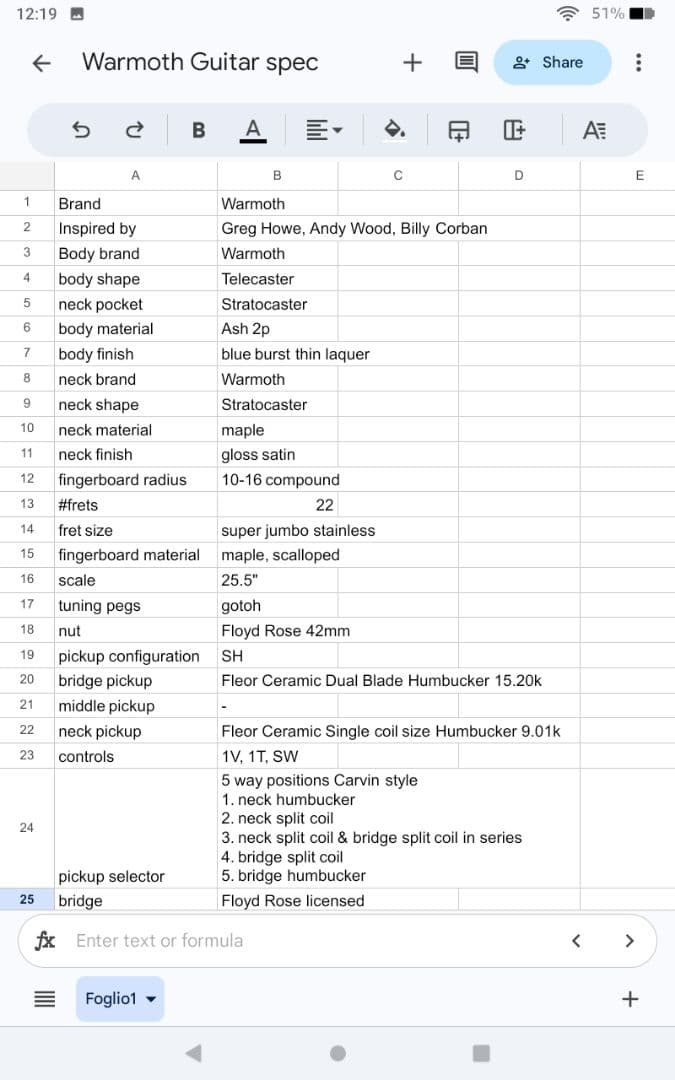ギター Warmoth Super Tele/Strato Hybrid