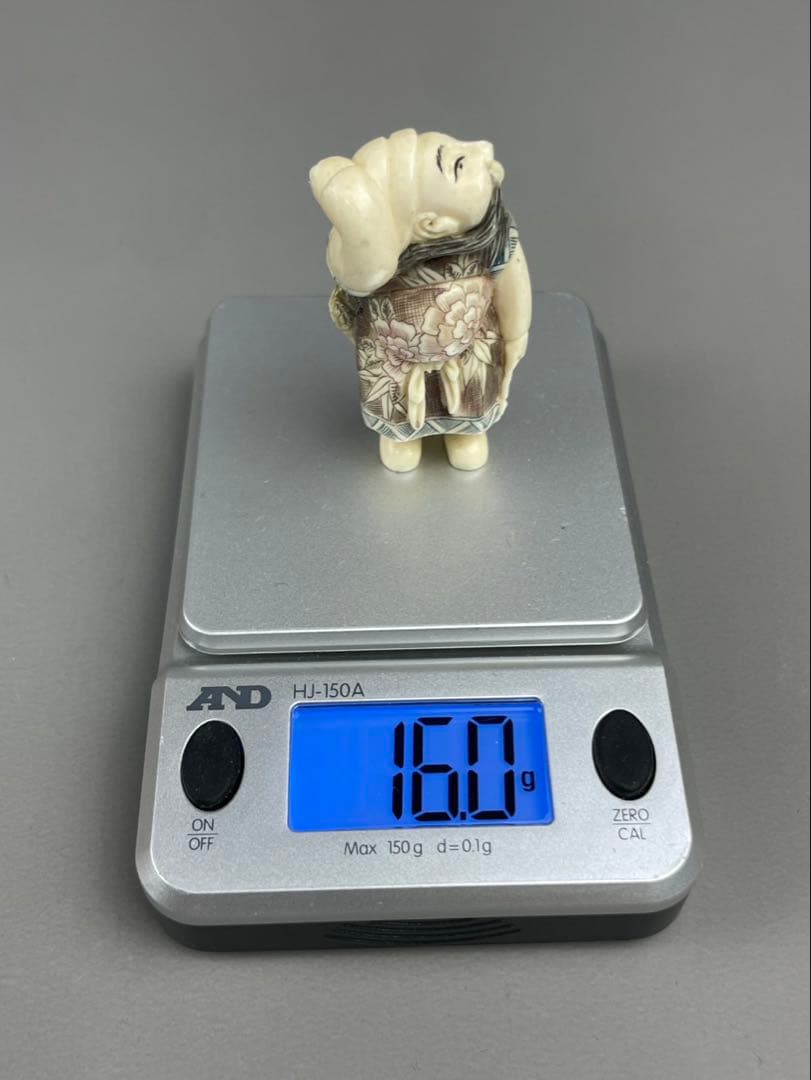 極上細密細工 天然白材 人物 根付 時代 東洋彫刻 アンティーク