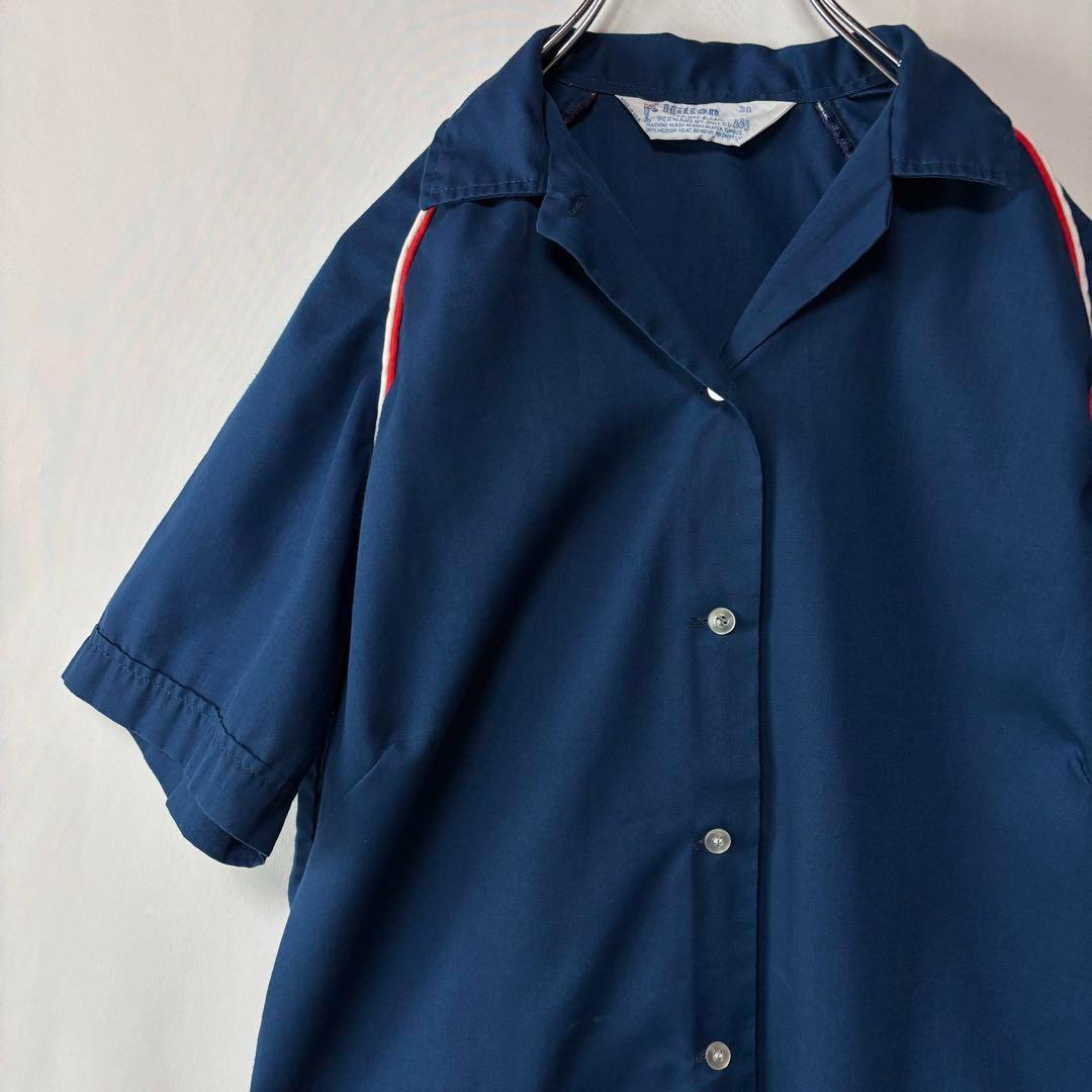 USA製　ヒルトン　ボーリングシャツ　半袖シャツ　サイズ38　ブルー　アメカジ