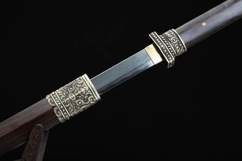 大男将軍刀（黒檀梢） 模造刀 居合刀 武士道 武具 漢剣 唐刀 龍泉剣 手鍛造打