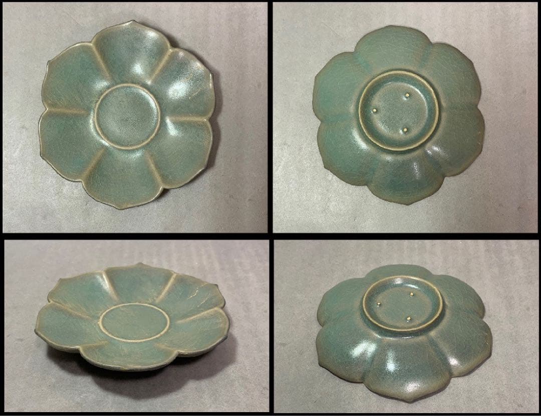 中国 六弁花形托付　龍手付花形碗　f2221203