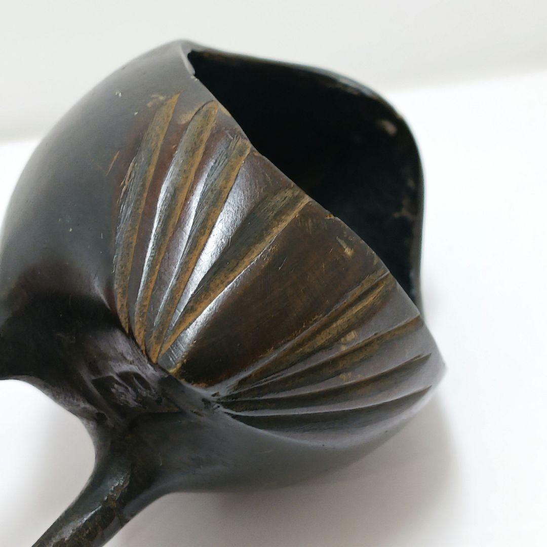 G109 古銅製 亀女作 鶉 鳥型香炉 在銘印有 香道具　ma　ten