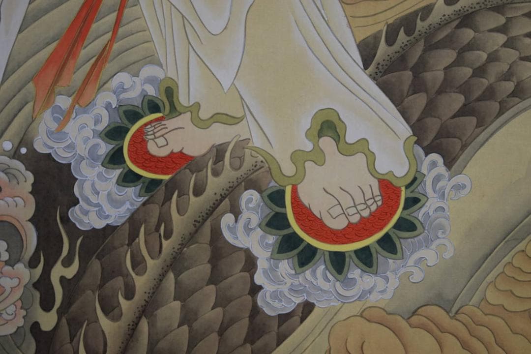 不詳/作者不詳/唐画龍上観音/大幅/布袋屋掛軸HG-2