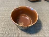 織部焼「織部流し」　（茶菓揃　彩堂窯彩杢作）