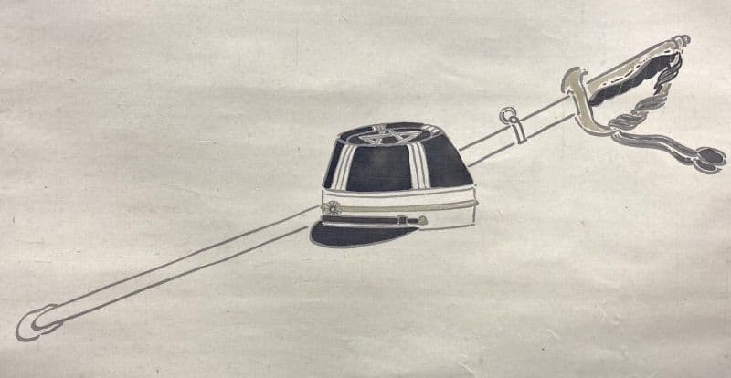 山縣有朋(山県有朋)／陸軍大将 内閣総理大臣「自画賛」掛軸 絹本