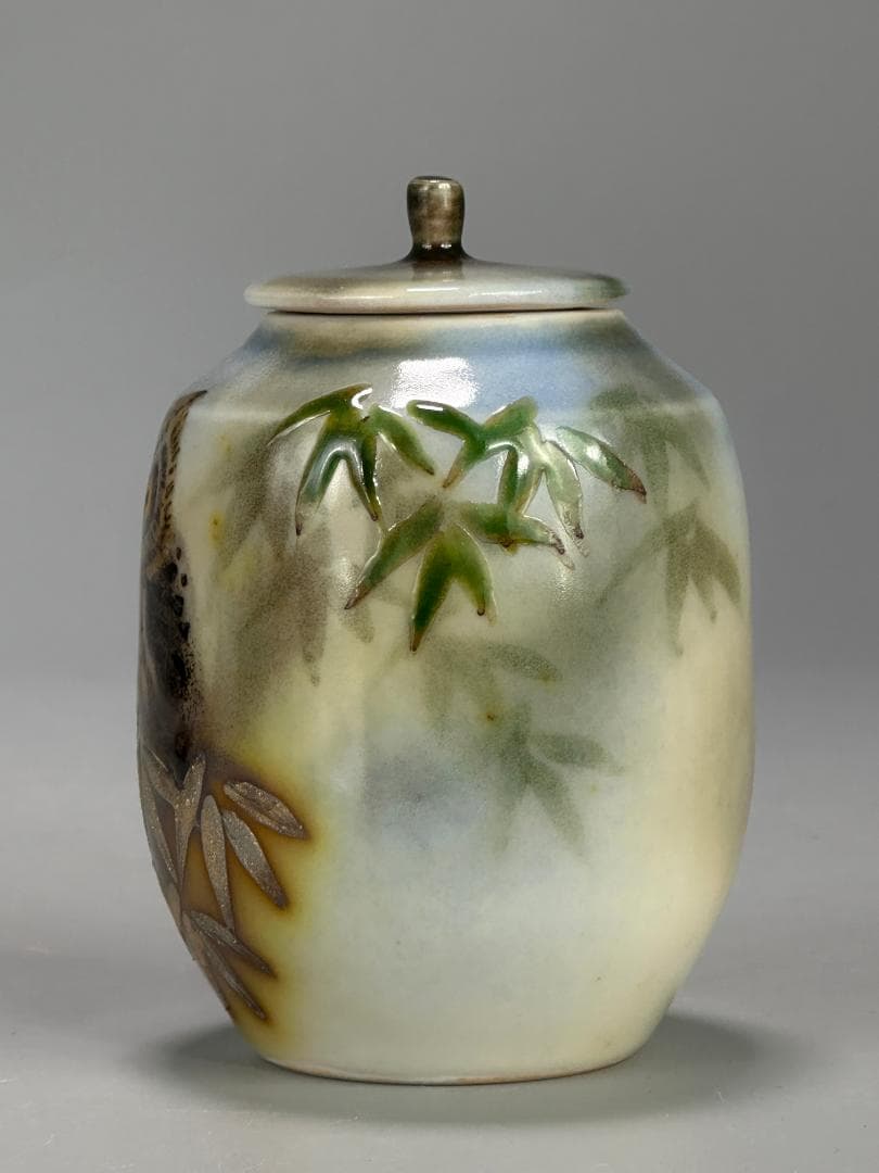 日本美術　茶道具　蓋付小壺　茶入　伊藤北斗作　共箱　師：人間国宝 　藤本能道