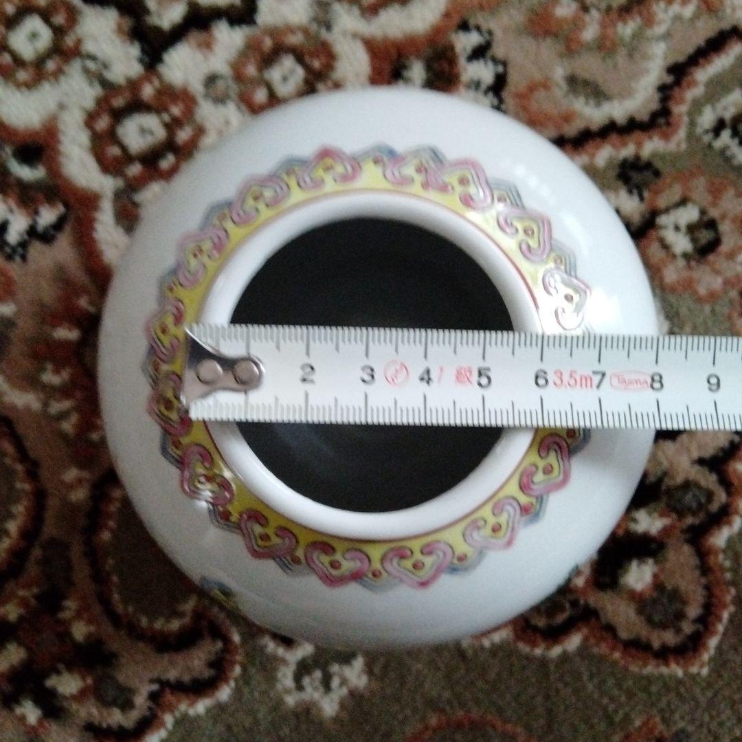 旧蔵した中国骨董陶芸景徳鎮国営301特製倣古最高級彩絵丸形花瓶手工精製花瓶　在銘