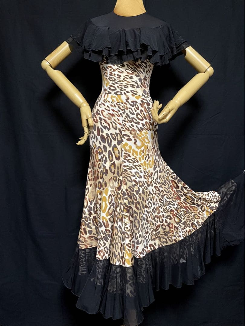 社交ダンス★ジャンティ スカート★アニマル柄&ブラック★サイズL★新品未使用品