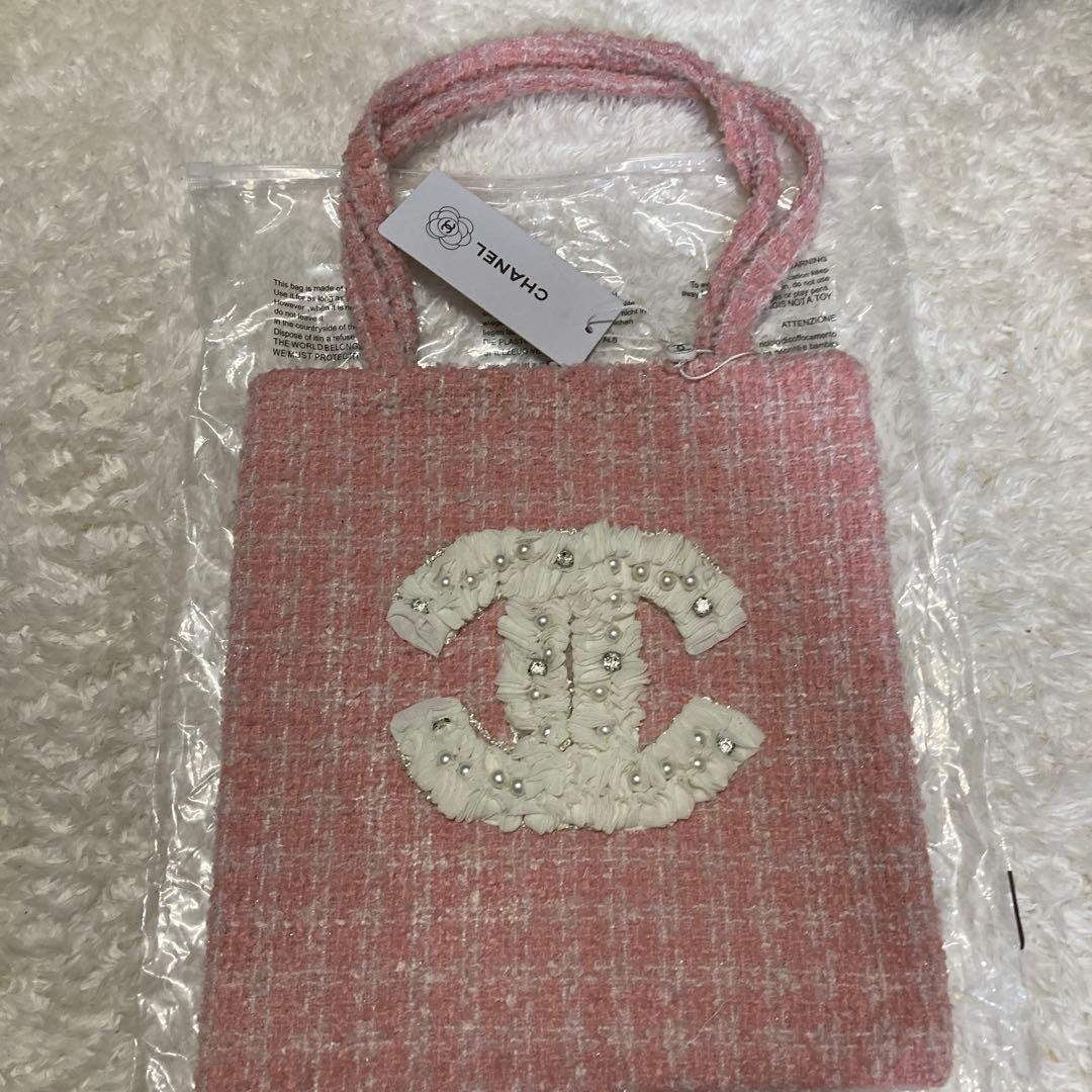 CHANEL ピンクツイードトートバッグ　シフォン