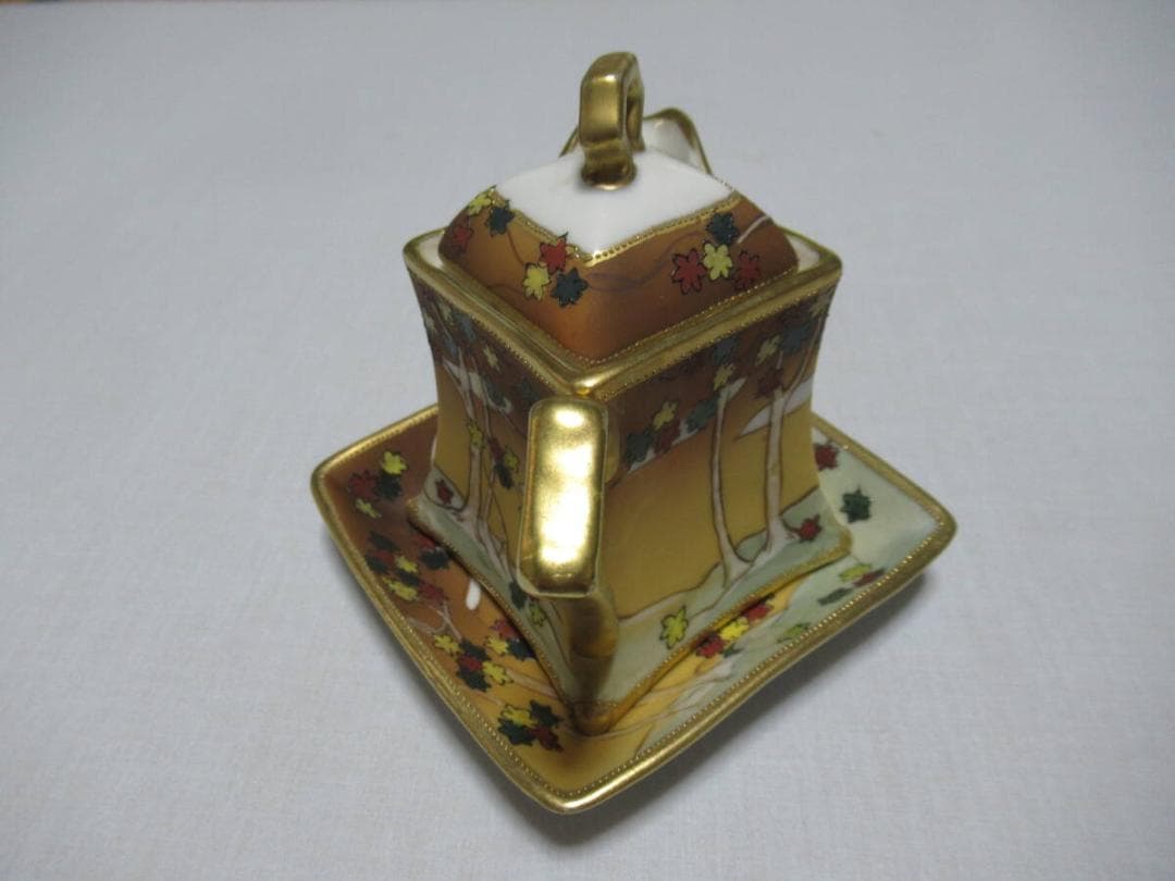 希少 大正初期 定価12万◆オールドノリタケ 金彩金盛 ティーポットと受皿