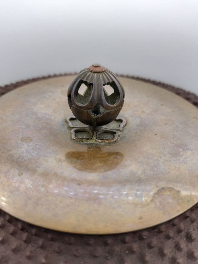 b505 唐銅 琉球風炉 田口霰釜添 釜谷浄越 木箱 茶道具 古物