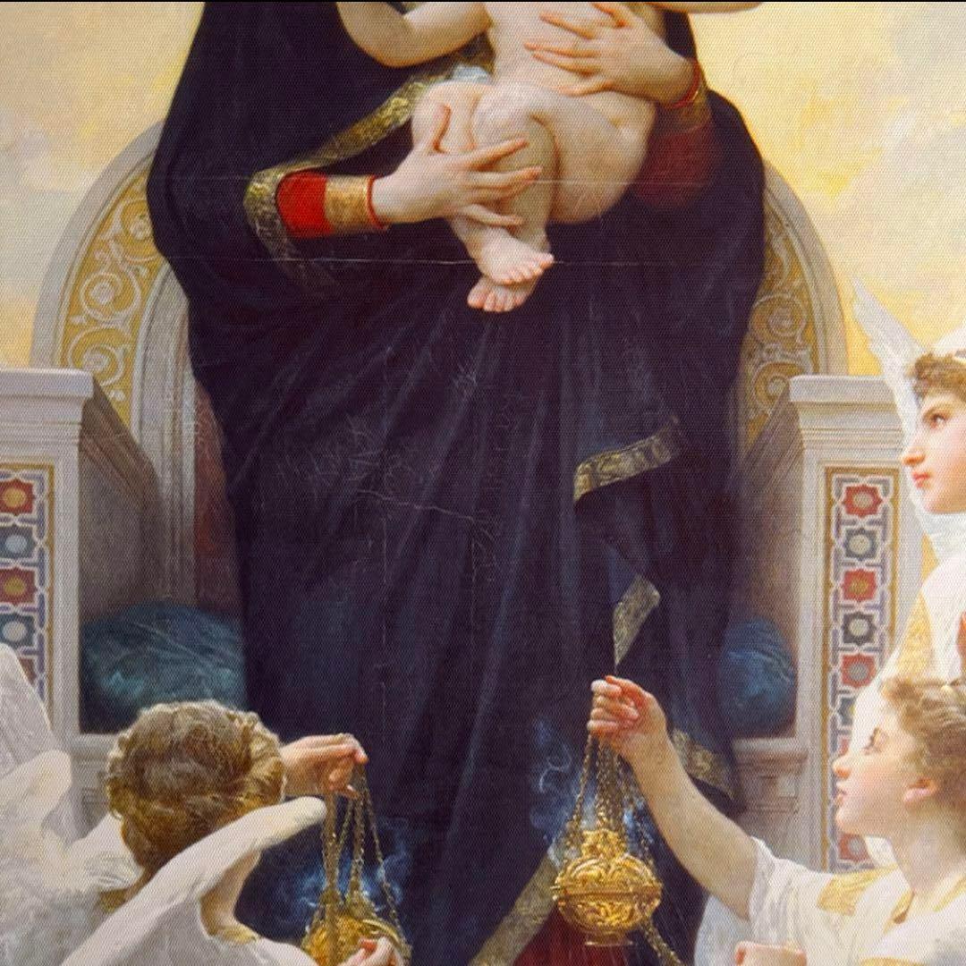 キャンバス プリントアート ブグロー 聖母と天使 絵画 額付 インテリア