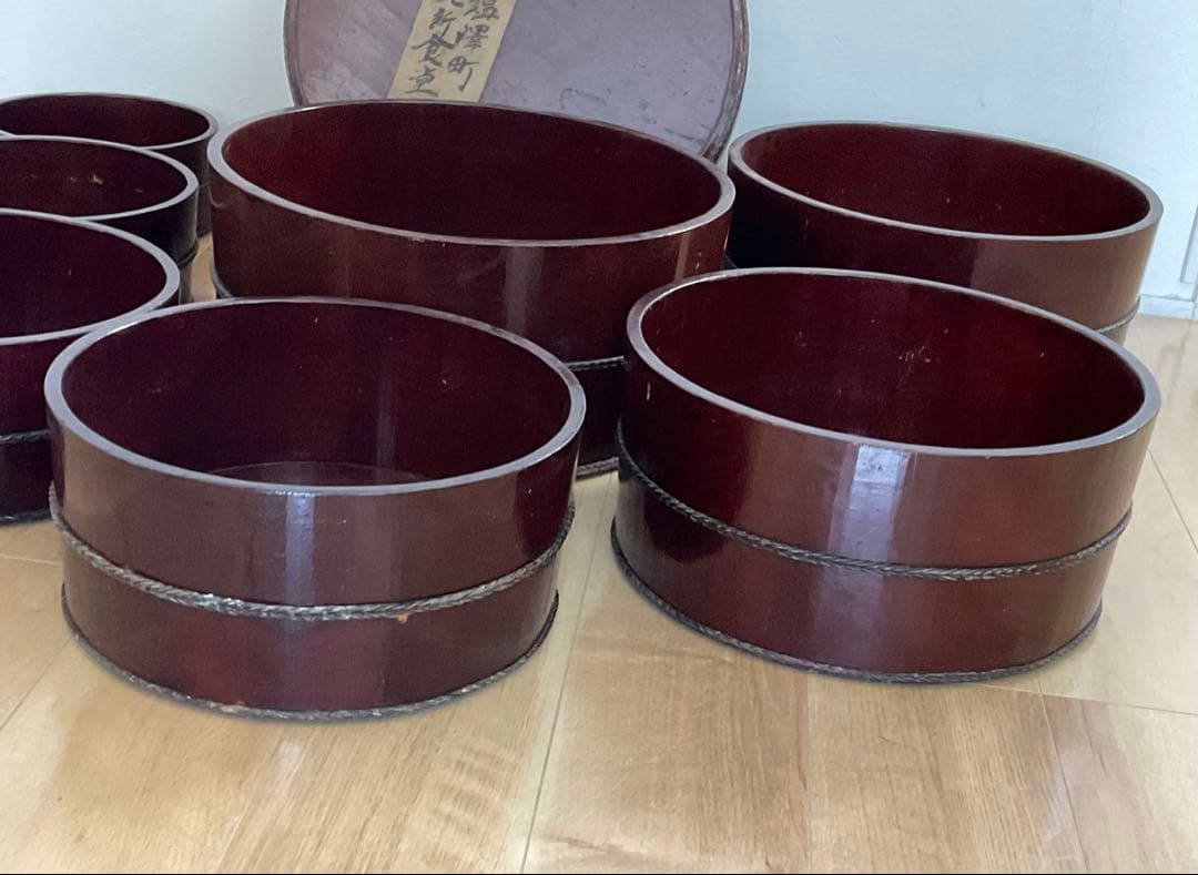 曲げわっぱ　漆器　入れ子　七子入れ　銅線巻き　お櫃　民芸