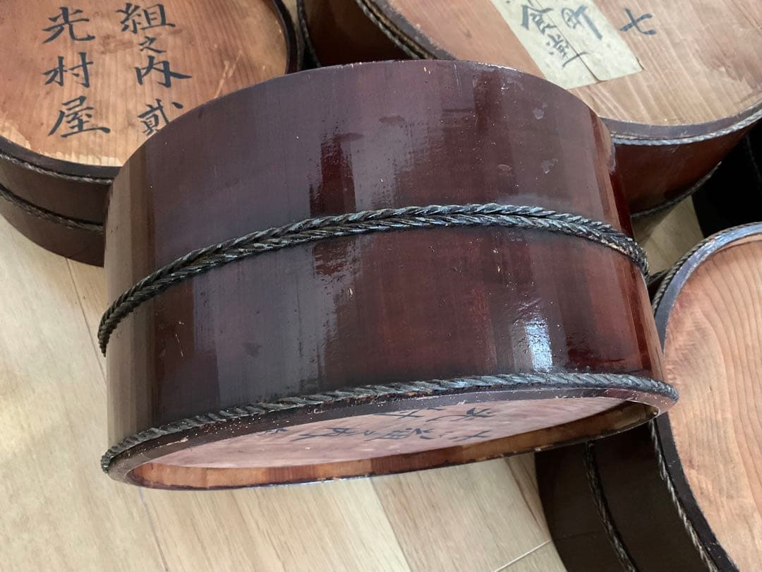 曲げわっぱ　漆器　入れ子　七子入れ　銅線巻き　お櫃　民芸