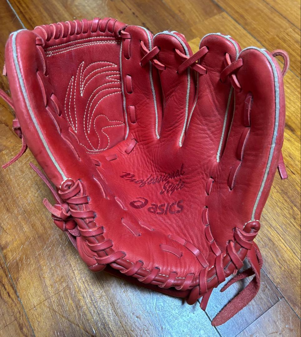 ASICS 軟式グローブ レッド